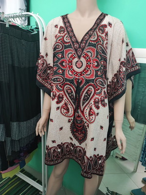 Rima Beachwear short kaftan 150cm red black beige