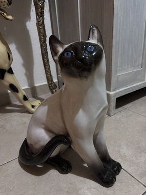 Vintage Italian Ceramic Siamese Cat 40 cm, like new