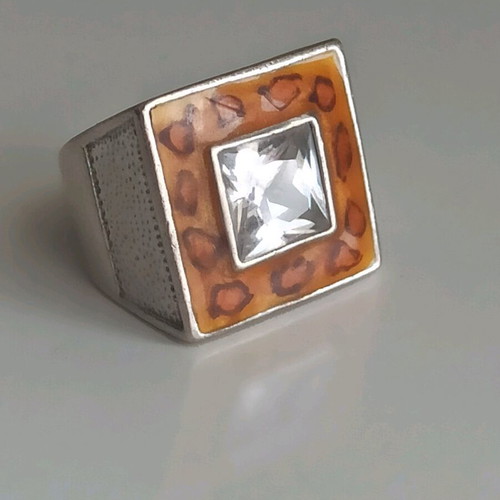 Leopard ring silver 925 like new with crystal