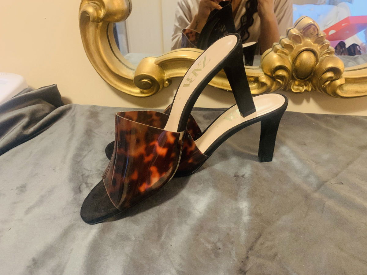 Zara store leopard mules