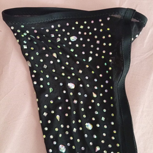 Over-the-knee boots with embroidered rhinestones tulle, size 38, new