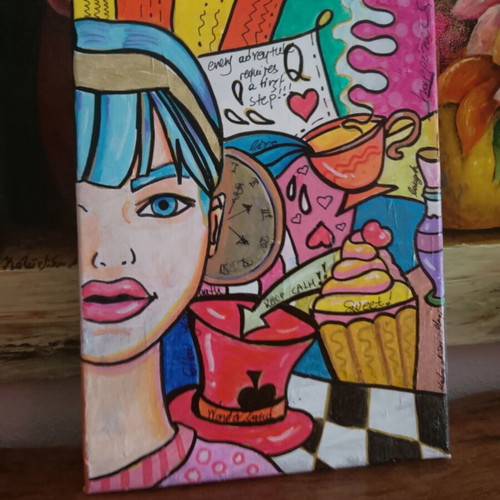 Alice in Wonderland painting new, 18x24 cm, pop art
