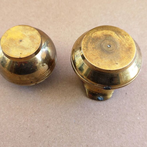 Brass decorative containers used with enamel, set of 2 vintage 1960s–70s