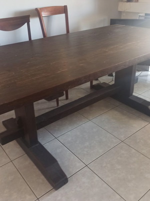 Wooden Monastic Table refurbished, 2x1 m, sturdy and timeless