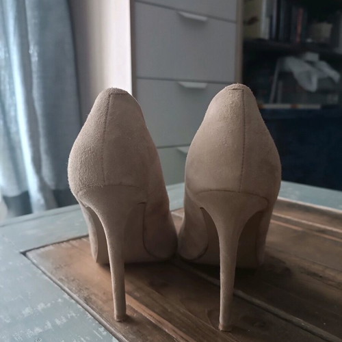 Badura high heels used, nude leather and suede, 20 cm heel