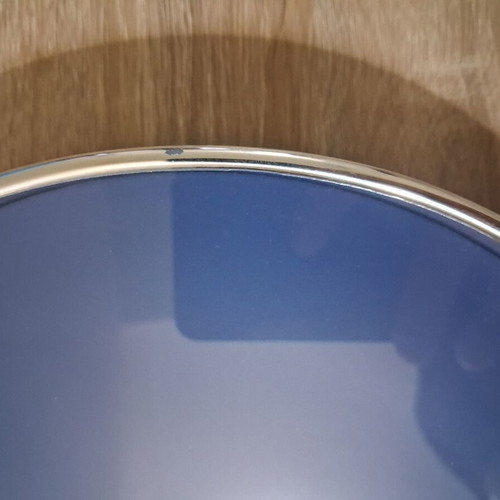 Praktiker wall clock like new, blue dial with gold hands and silver frame