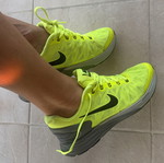 Nike Lunarglide athletic shoes, size 38, yellow