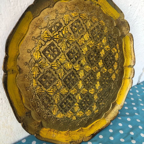 Wooden carved Florentine serving tray like new