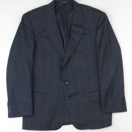 Kent & Curwen men's wool blazer size M blue windowpane