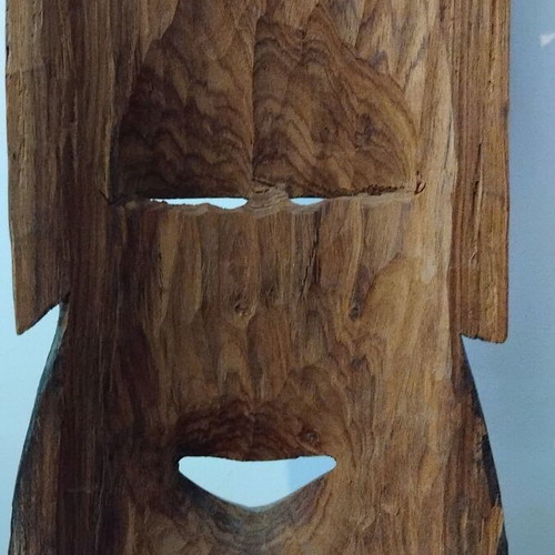 Pair of large handmade African masks from solid wood like new