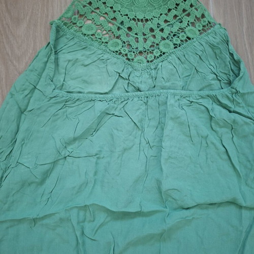 Green blouse with neck tie, size M