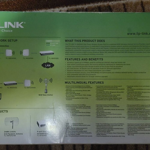 Access Point TP-Link TL-WA5110G used with PoE injector and antenna