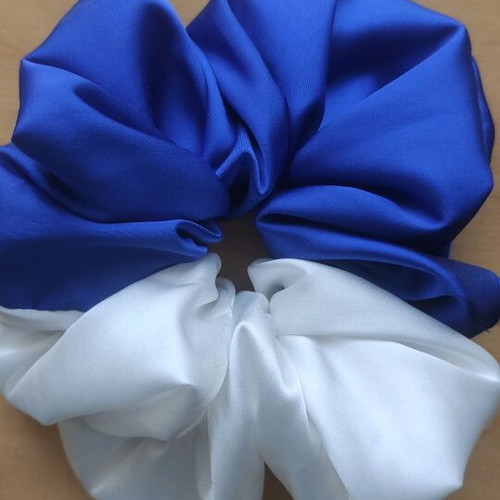 Handmade satin XL scrunchies two-tone, Greek craftsmanship