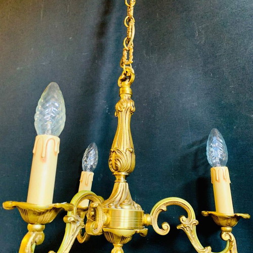 Bronze 3-Light French Louis XV Ceiling Light Like New
