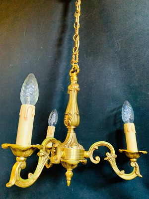 Bronze 3-Light French Louis XV Ceiling Light Like New