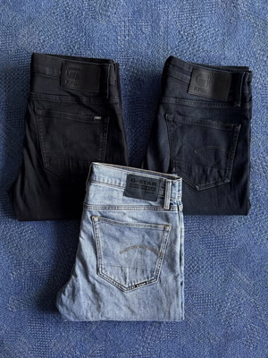 G-Star Raw 3301 Slim Jeans used men's pants black and blue