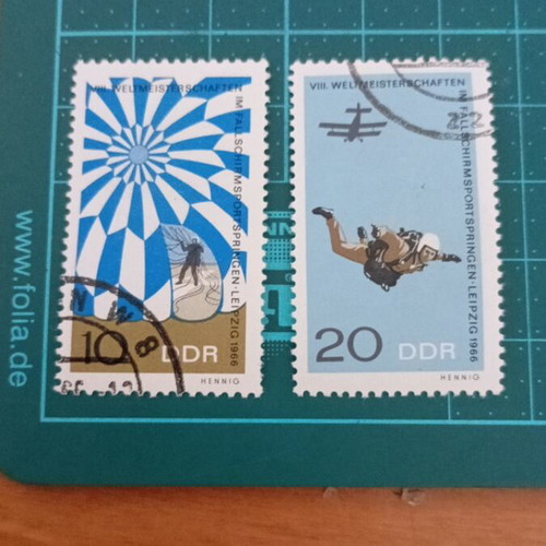 Germany DDR stamps 1966 parachute jumping world championships like new