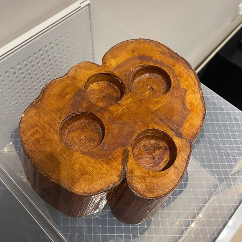 Cedar wood candle holder used
