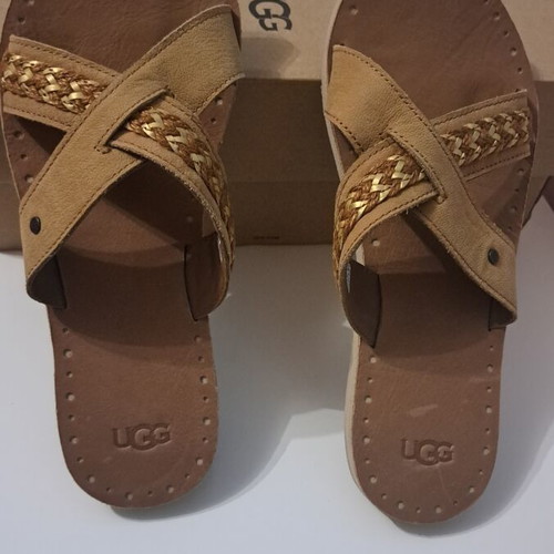 Ugg Lexia leather slippers, size 40, brown