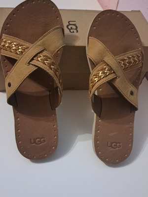 Ugg Lexia leather slippers, size 40, brown