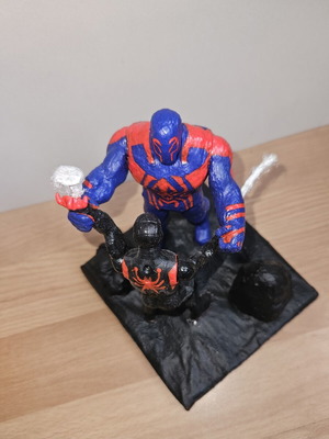 Handmade Spider-Man figurine with Miles Morales and Spider-Man 2099