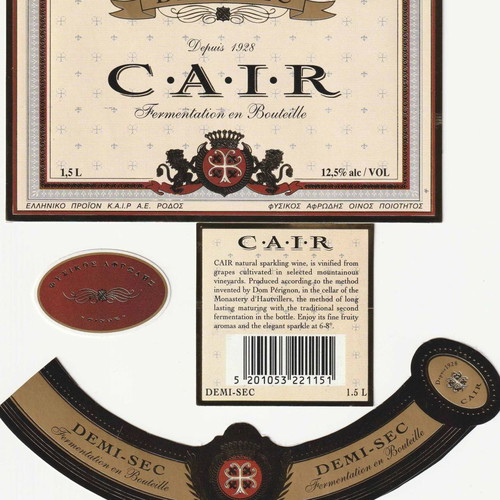 Cair Rhodes wine labels new, set of 3 for collection