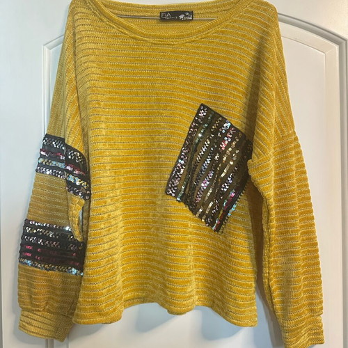 Velvet blouse new with sequins yellow Fia