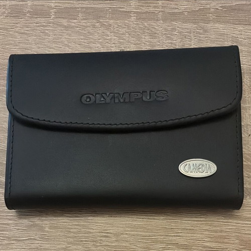 Vintage Olympus Camedia leather memory card case like new