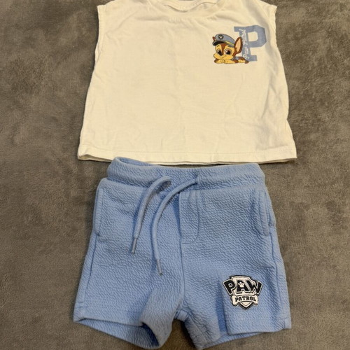 Paw Patrol set 6M white sleeveless top and blue cotton shorts new