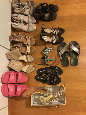 Summer sandals and platform shoes, size 38, multicolor
