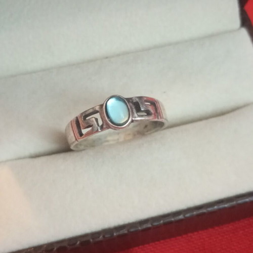 Silver 925 ring with blue zircon stone, used, size 56