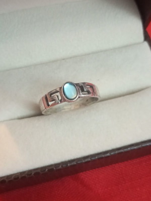 Silver 925 ring with blue zircon stone, used, size 56