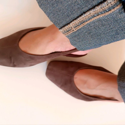 Suede brown ballerinas like new, size 36.5-37, square toe