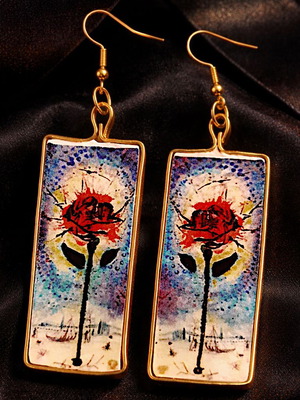 Mystic Rose Earrings New, Apefthon, Multicolor Gold