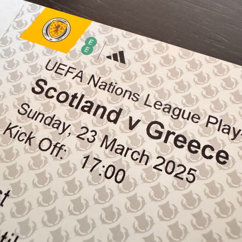 Ticket from historic Scotland 0-3 Greece match like new