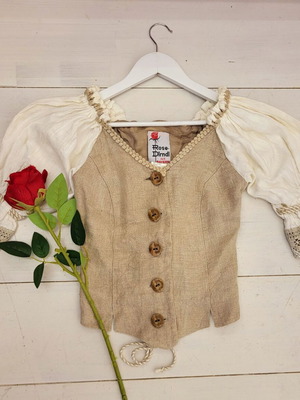 Rose Dirndl vintage παραδοσιακό γυναικείο τοπ Dirndl, μπεζ κρεμ