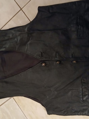Men's leather vest used, black, size XL