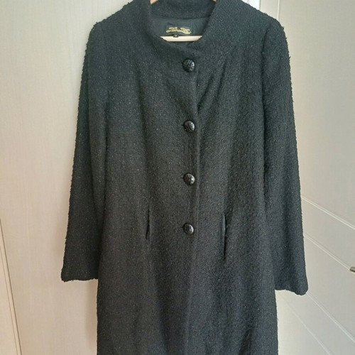 Bouclé women's coat ZicZac used, black with silver thread