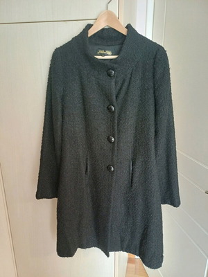 Bouclé women's coat ZicZac used, black with silver thread