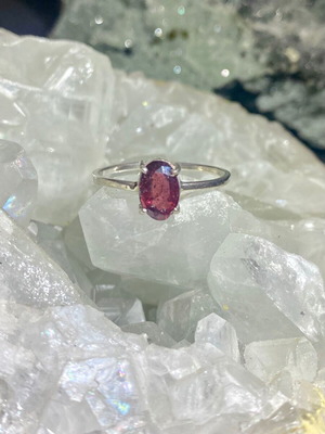Silver ring with natural red rhodolite garnet new