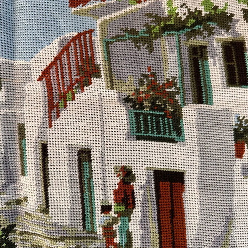 Embroidered cross-stitch painting like new