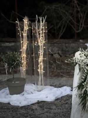 Σετ βάσεις λαμπάδας πλεξιγκλάς μεταχειρισμένες με 2 συστάδες καλάμια με φωτάκια μπαταρίας