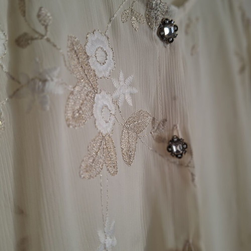 Nidodileda asymmetric dress S new, ivory with floral embroidery