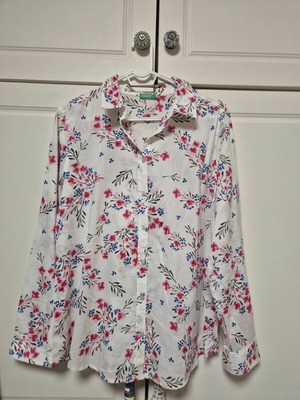 Benetton πουκάμισο ανοιξιάτικο βαμβακερό floral μέγεθος Large σαν καινούργιο
