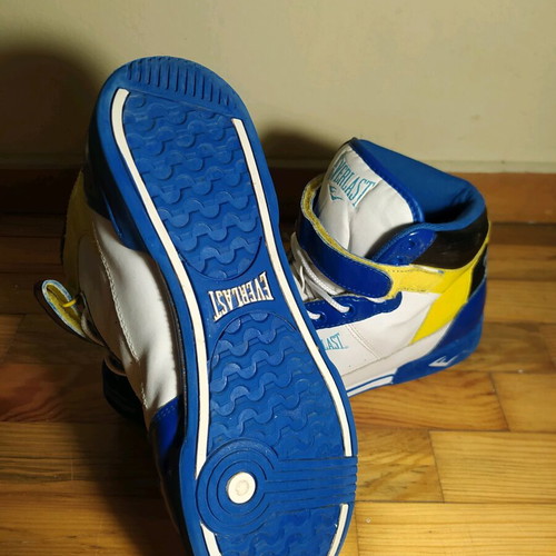 Everlast high-top boxing sneakers used, blue and yellow