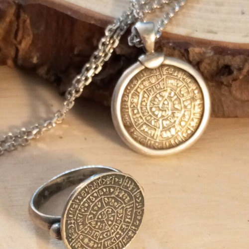 Silver set 925 used, Phaistos disc design