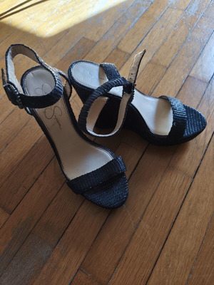 Jessica Simpson Black Platform Sandals Size 40 Like New