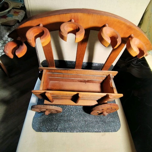 Decorative wooden object used for bottle and glass