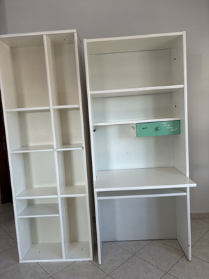 Desk and bookshelf used, bookshelf height 2m, desk height 1.90m