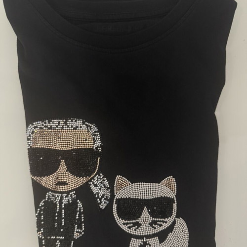 Karl Lagerfeld Ikonik Τοπ Μεταχειρισμένο Μαύρο Μεγάλο Βαμβάκι
